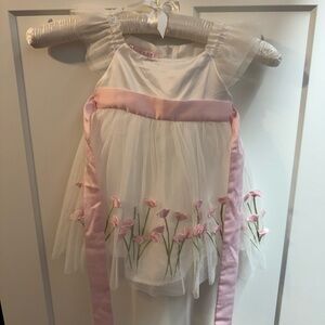 Kids White and Pink Floral Dress
